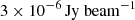 $ 3 \times 10^{-6}\,\rm{Jy~beam^{-1}} $