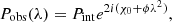 $$ \begin{aligned} P_{\rm {obs}}(\lambda ) = P_{\rm {int}}e^{2i(\chi _{0}+\phi \lambda ^2)}, \end{aligned} $$