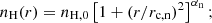 $$ \begin{aligned}&n_{\rm H}(r) = n_{\rm H,0}\left[1 + (r/r_{\rm c,n})^2\right]^{\alpha _{\rm n}}; \end{aligned} $$