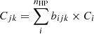 $ C_{jk}=\sum_{i}^{n_{\mathrm{HP}}}{b_{ijk}\times C_{i}} $