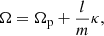 $$ \begin{aligned} \Omega = \Omega _{\rm p} + \frac{l}{m}\kappa , \end{aligned} $$