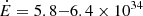 $ \dot{E} = 5.8{-}6.4 \times 10^{34} $
