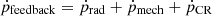 $ \dot{p}_{\mathrm{feedback}} = \dot{p}_{\mathrm{rad}} + \dot{p}_{\mathrm{mech}} + \dot{p}_{\mathrm{CR}} $
