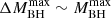 $ \Delta M_{\mathrm{BH}}^{\mathrm{max}} \sim M_{\mathrm{BH}}^{\mathrm{max}} $
