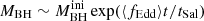 $ M_{\mathrm{BH}}\sim M_{\mathrm{BH}}^{\mathrm{ini}}\exp(\langle f_{\mathrm{Edd}} \rangle t/t_{\mathrm{Sal}}) $