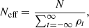 $$ \begin{aligned} N_\text{eff} = \frac{N}{\sum _{t=-\infty }^\infty \rho _t}, \end{aligned} $$
