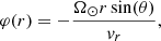 $$ \begin{aligned} \varphi (r) = -\frac{\Omega _\odot r \sin (\theta )}{v_r}, \end{aligned} $$