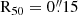 $ \mathrm{R}_{50}=0{{\overset{\prime\prime}{.}}}15 $