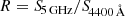 $ R = {S\!}_{\mathrm{5\,GHz}}/{S\!}_{\mathrm{4400\,\AA}} $