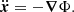 $$ \begin{aligned} \ddot{\boldsymbol{x}} = -\boldsymbol{\nabla } \Phi . \end{aligned} $$