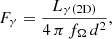 $$ \begin{aligned} F_{\gamma } = \frac{L_{\gamma (\mathrm{2D})}}{4\,\pi \, f_{\Omega }\, d^2}, \end{aligned} $$