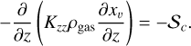 $\[-\frac{\partial}{\partial z}\left(K_{z z} \rho_{\mathrm{gas}} \frac{\partial x_v}{\partial z}\right)=-\mathcal{S}_c.\]$
