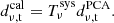 $$ \begin{aligned} d^\mathrm{cal}_{\rm \nu , t} = T^\mathrm{sys}_\nu d^\mathrm{PCA}_{\rm \nu , t}. \end{aligned} $$