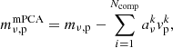 $$ \begin{aligned} m^\mathrm{mPCA}_{\rm \nu ,p} = m_{\rm \nu ,p} - \sum _{i = 1}^{N_{\rm comp}}a^k_\nu v^k_{\rm p}, \end{aligned} $$
