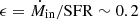 $ \epsilon = \dot{M}_{\mathrm{in}}/{\mathrm{SFR}} \sim 0.2 $