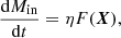 $$ \begin{aligned} \dfrac{\mathrm{d} M_{\mathrm{in} }}{\mathrm{d} t} = \eta F(\boldsymbol{X}), \end{aligned} $$