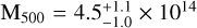 ${{\rm{M}}_{500}} = 4.5_{ - 1.0}^{ + 1.1} \times {10^{14}}$