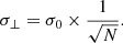 $$ \begin{aligned} \sigma _\perp =\sigma _0 \times \frac{1}{\sqrt{N}}. \end{aligned} $$