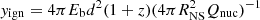 $ \mathit{y}_{\mathrm{ign}}=4\pi E_\mathrm{{b}}d^{2}(1+z)(4\pi R_{\mathrm{NS}}^{2}Q\mathrm{_{nuc}})^{-1} $