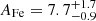 $ A_{\mathrm{Fe}}=7.7_{-0.9}^{+1.7} $