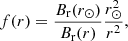 $$ \begin{aligned} f(r) = \frac{B_{\rm r}(r_\odot )}{B_{\rm r}(r)} \frac{r_\odot ^2}{r^2}, \end{aligned} $$