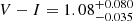 $ V-I = 1.08^{+0.080}_{-0.035} $