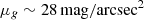 $ \mu_g\sim 28\,\rm mag/arcsec^2 $