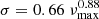 $ \sigma = 0.66 \; \nu_{\mathrm{max}}^{0.88} $