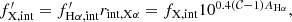 $$ \begin{aligned} f^{\prime }_{\rm X,int}=f^{\prime }_{\rm H\alpha ,int} r_{\rm int, X\alpha }=f_{\rm X,int} 10^{0.4(\mathcal{C} -1)A_{\rm H\alpha }}, \end{aligned} $$