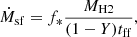 $$ \begin{aligned} \dot{M}_{\rm {sf}}= f_* \frac{M_{\rm H2}}{(1 -Y) t_{\rm ff}}, \end{aligned} $$
