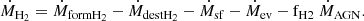 $$ \begin{aligned} \dot{M}_{\rm {H_2}}&= \dot{M}_{\rm {formH_2}} - \dot{M}_{\rm {destH_2}} - \dot{M}_{\rm {sf}} - \dot{M}_{\rm {ev}} - \mathrm{f_{H2}}\ \dot{M}_{\rm {AGN}}. \end{aligned} $$