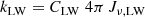 $$ \begin{aligned} k_{\rm LW} = C_{\rm LW} \; 4 \pi \, J_{\nu ,\mathrm{LW} } \end{aligned} $$