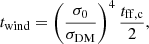 $$ \begin{aligned} t_{\rm wind} = \left(\frac{\sigma _{0}}{\sigma _{\rm DM}}\right)^4 \frac{t_{\rm ff, c}}{2}, \end{aligned} $$