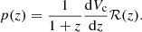 $$ \begin{aligned} p(z) = \frac{1}{1+z} \frac{\mathrm{d}V_{\rm c}}{\mathrm{d}z} \mathcal{R} (z). \end{aligned} $$
