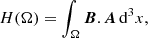 $$ \begin{aligned} H(\Omega ) = \int _{\Omega }\boldsymbol{B}.\boldsymbol{A}\,\mathrm{d}^3 x, \end{aligned} $$