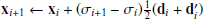 $ \mathbf{x}_{i + 1} \gets \mathbf{x}_i + (\sigma_{i+1} - \sigma_i) \frac{1}{2} $