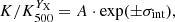 $$ \begin{aligned} K/K_{500}^{Y_{\rm X}} = A\cdot \mathrm{exp}(\pm \sigma _{\mathrm{int} }), \end{aligned} $$