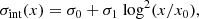 $$ \begin{aligned} \sigma _{\mathrm{int} }(x) = \sigma _0 + \sigma _1 ~ \mathrm{log}^2(x/x_0), \end{aligned} $$