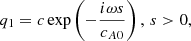 $$ \begin{aligned} q_1 = c \exp \left(-\frac{i\omega s}{c_{A0}} \right), \, s>0, \end{aligned} $$