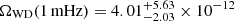 $ \Omega_{\mathrm{WD}}(1\,\mathrm{mHz}) = 4.01_{-2.03}^{+5.63} \times 10^{-12} $