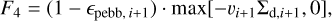 ${F_4} = \left( {1 - {_{{\rm{pebb}},i + 1}}} \right) \cdot \max \left[ { - {v_{i + 1}}{\Sigma _{{\rm{d}},i + 1}},0} \right],$