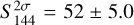 $S_{144}^{2\sigma } = 52 \pm 5.0$