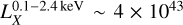 $L_X^{0.1 - 2.4{\rm{ke}}{{\rm{V}}^\prime }}\~4 \times {10^{43}}$