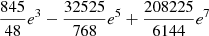 $ \frac{845}{48} e^3 -\frac{32525}{768} e^5 +\frac{208225}{6144} e^7 $
