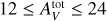 $\[\left12 \leq A_{V}^{\text {tot }} \leq 24\right.\]$
