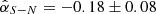 $ \hat{\alpha}_{S-N}=-0.18\pm 0.08 $