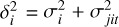 $\delta _i^2 = \sigma _i^2 + \sigma _{jit}^2$