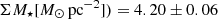 $ \Sigma M_{\star} [M_{\odot}\,\mathrm{pc}^{-2}]) = 4.20 \pm 0.06 $