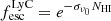 $ f_{\mathrm{esc}}^{\mathrm{LyC}} = e^{- \sigma_{\nu_{0}} N_{\mathrm{HI}}} $
