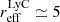 $ r_{\mathrm{eff}}^{\mathrm{LyC}} \simeq 5 $
